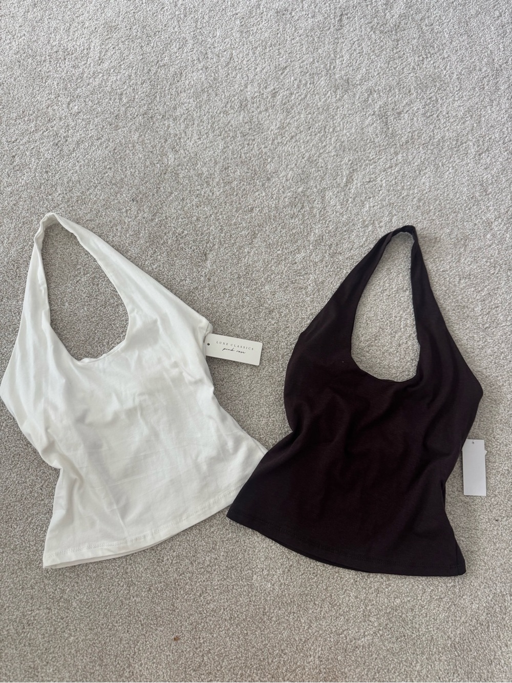 Pink Rose 2pcs Halter Tank Top - Brown & White Duo NWT size Small